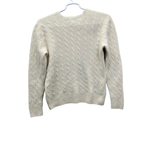 Lauren Ralph Lauren Sweater Womens Large Cream Wool Cashmere Blend Slim Fit - Picture 2 of 15